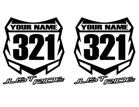 Motocross Number Plate Decal Sticker Custom Name And Number Mx Etsy