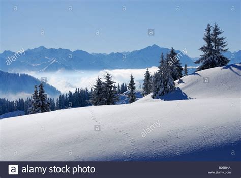 Snow Covered Mountain Scene Riedberger Horn Ski Resort