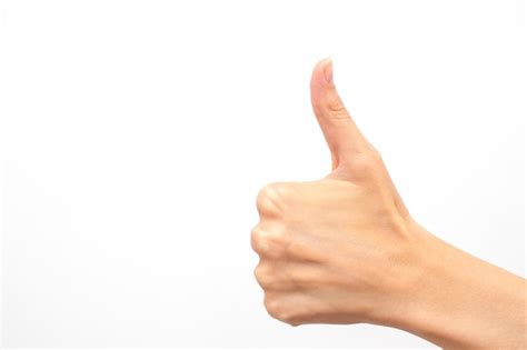 Premium Photo Female Hand Showing Thumbs Up On White Background
