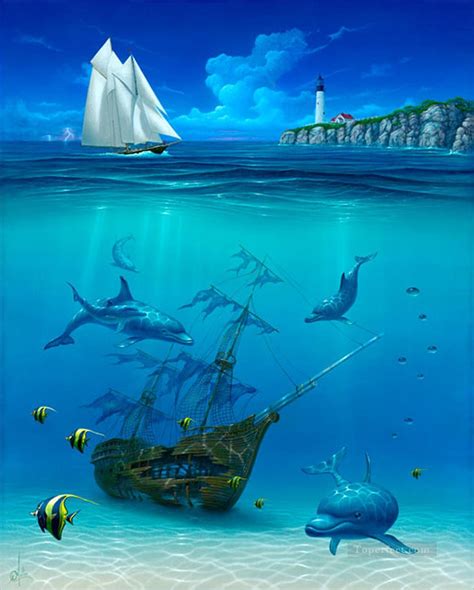 Sail Away Under Sea Painting In Oil For Sale