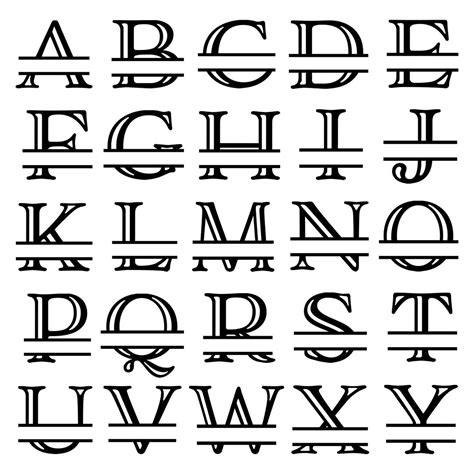 Split Monogram Bundle Svg Alphabet Abc Monogram Svg File Cricut
