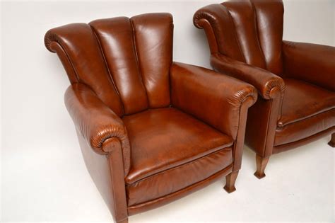 1960s pair red leather wingback armchairs with union jack. Pair of Antique Swedish Leather Armchairs - Marylebone ...