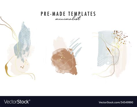 Abstract Watercolor Shapes Gold Geometric Artwork Vector Image