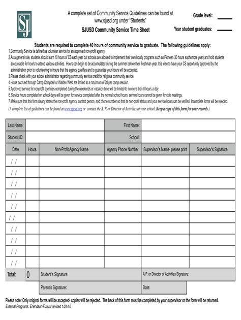 Community Service Time Sheet Fill Out And Sign Online Dochub