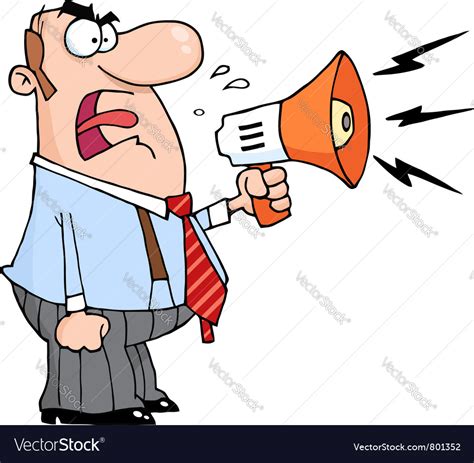 Angry Boss Man Screaming Into Megaphone Royalty Free Vector