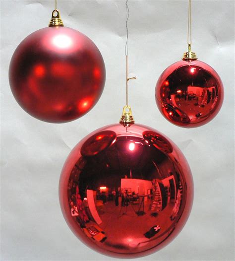 2 Large Shiny Red Christmas Ball Ornaments 12inch Two Oversize