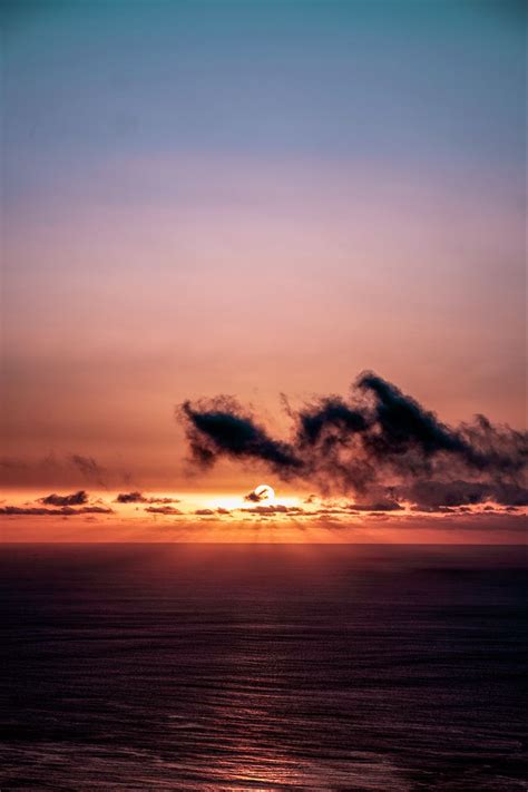 Download Wallpaper 800x1200 Sea Horizon Sunset Sky Sun Clouds