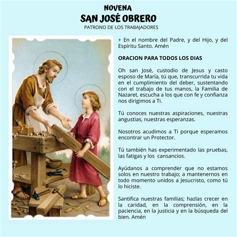 Novena A San JosÉ Obrero Oración Para Todos Los Dias San Jose