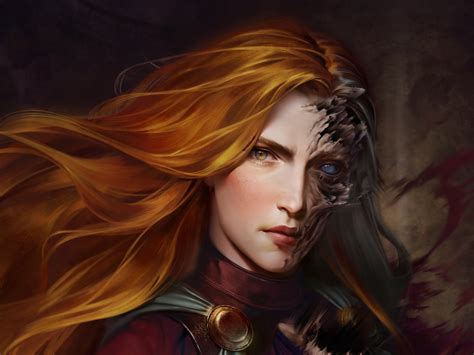 Witch Redhead Long Hair Heterochromia Fantasy Art Artwork Digital Art