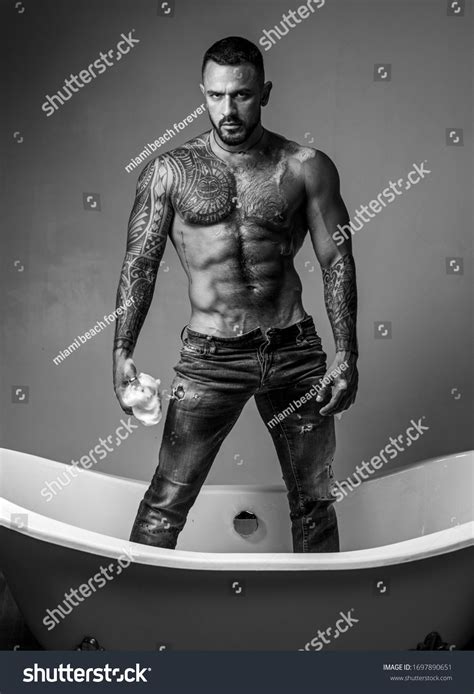 Muscular Athletic Sexy Male Naked Torso Stock Photo 1697890651