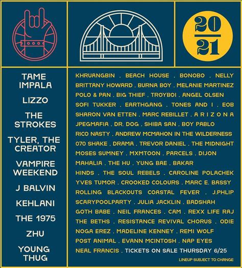 Outside Lands Cancels 2020 Fest Unveils 2021 Lineup Topped By Tame