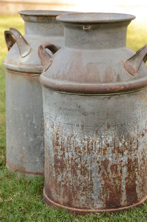 Large Antique Metal Milk Jug French Country Rustic Farm Outdoor Decor