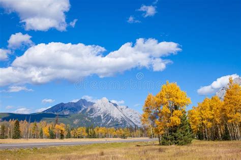 A Highway Through The Canadian Rocky Mountains In Kananaskis Alberta