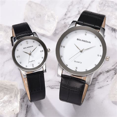 Women Man Lovers Quartz Watches Classic Dial With Pu Leather Band