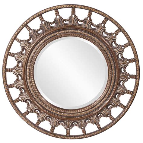 Unique Round Mirror With Antique Accents Hre 077 Accent Mirrors
