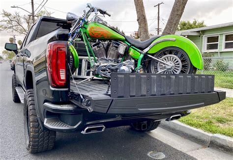 Gmc Sierra At4 Shows Off Multipro Tailgate With Custom Motorcycle