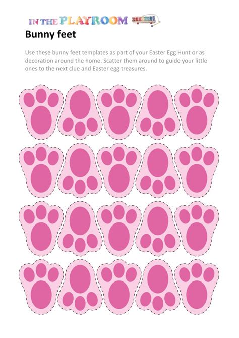 Cut the colorful footprints part out, so you actually have a template of the bunny feet. Free Printable Easter Activity Pack - In The Playroom