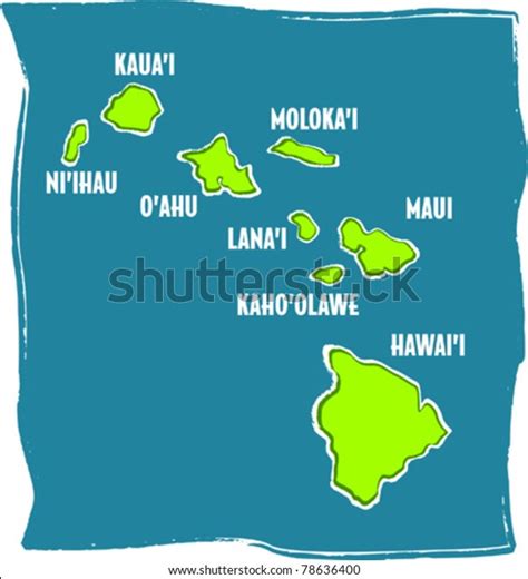 Retro Tropical Map Hawaiian Islands Chain Stock Vector Royalty Free