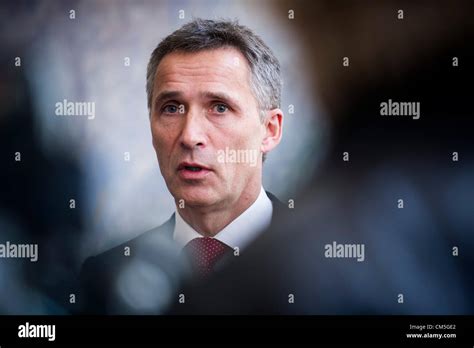 Oslo Norway 09102012 Prime Minister Jens Stoltenberg Appear At The