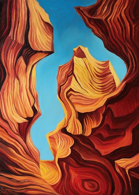 Canyon Antelope National Park Oil Painting Original Art Etsy