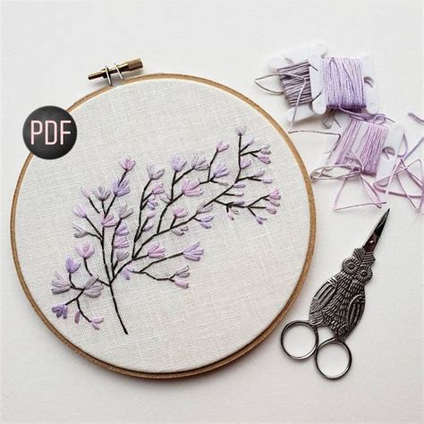 Easy Embroidery Pattern Beginner Embroidery Lavender Etsy