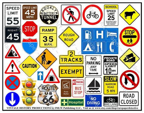 Road Sign Party Stickers 4 Sheets 154 Images Junk Journal Etsy In