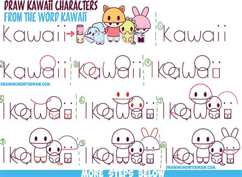 How To Draw Kawaii Characters Animals And People From The Word