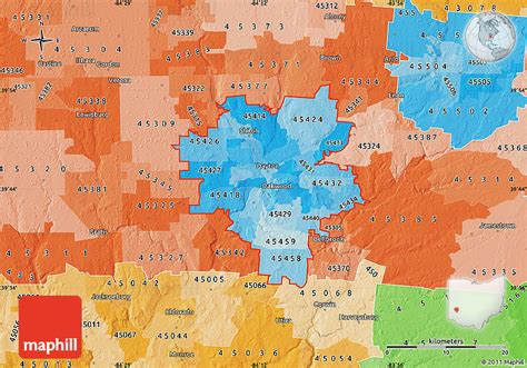 Political Shades Map Of Zip Codes Starting With 454