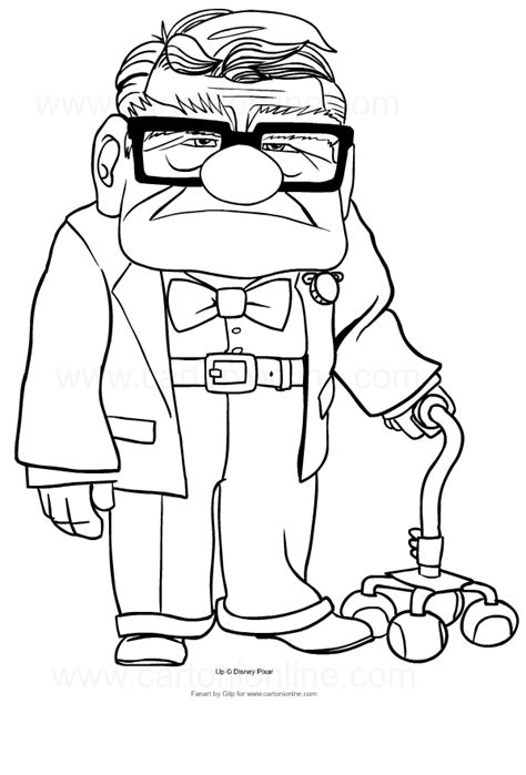Drawing of Carl Fredricksen from Up coloring page