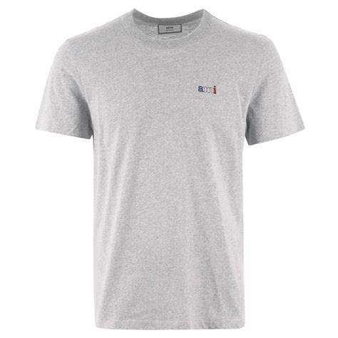 Ami Embroidered Tricolour Logo T Shirt Grey Us Stockists