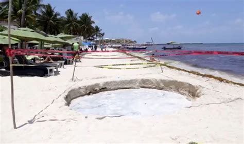 Giant Sinkhole Measuring 16 Foot Wide Appears In Popular Tourist Beach