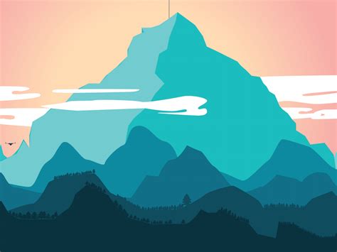 Mountain Flat Design Abstract Landscape Painting Flat Design
