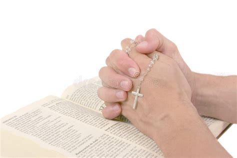 Hands Over Bible Praying Stock Image Image Of Holy Church 5110291
