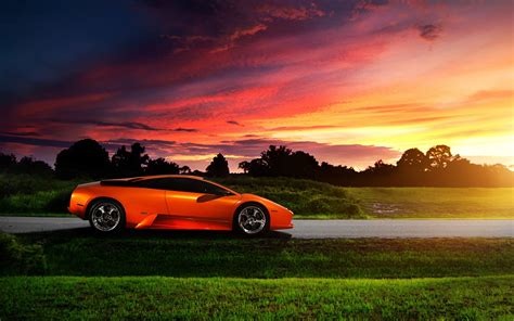Lamborghini Naranja Supercar Al Atardecer 640x1136 Iphone 55s5cse