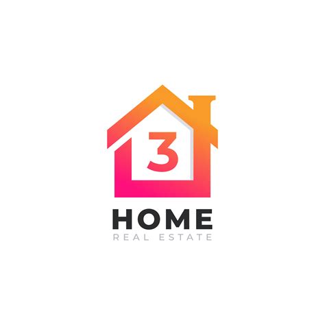 Initial Number 3 Home House Logo Design Real Estate Logo Concept