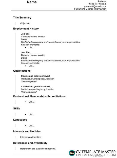 Cv examples see perfect cv examples that get you simple, clean, easy to navigate. Simple CV template collection - clean CV templates in Word ...