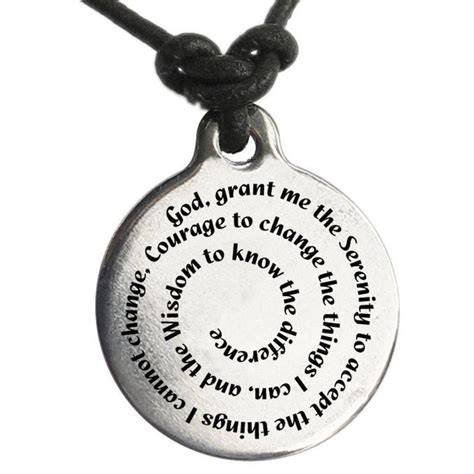 Serenity Prayer Pendant Leather Medallion Necklace Men Women Etsy