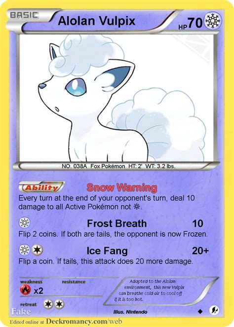 Maybe you would like to learn more about one of these? Alolan Vulpix/Ninetales | Fake-mon TCG Wikia | Fandom
