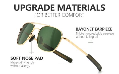 Sungait Men S Military Sunglasses Polarized Pilot Style Bayonet Temples Gold Frame Brown Lens