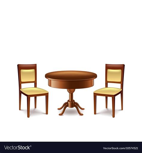 Round Table And Two Chairs Isolated On White Vector Image On