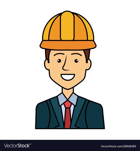Engineer With Helmet Avatar Character Royalty Free Vector