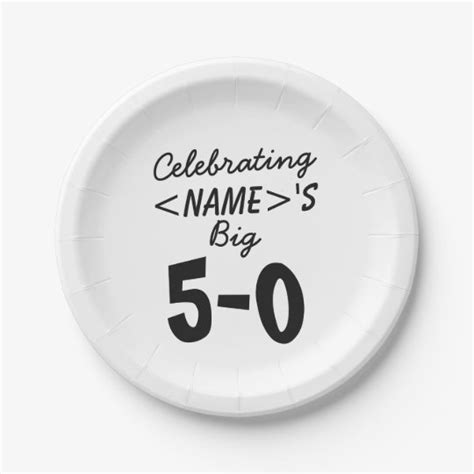 Personalized Celebrating The Big 5 0 50th Birthday Paper Plate