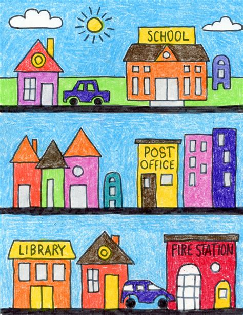 Call out the number one and ask the kid to. Draw Your Neighborhood · Art Projects for Kids
