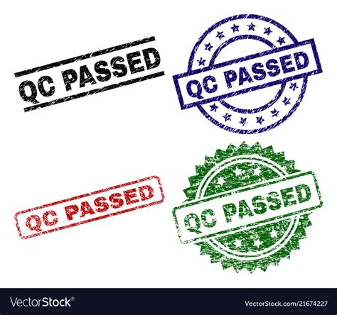 Grunge Textured Qc Passed Stamp Seals Royalty Free Vector