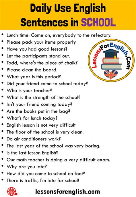 22 Daily Use English Sentences In School Classroom English Phrases