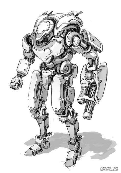Jon Lane Sci Fi Concept Art Mech Robot In 2019 Robot Art Robot