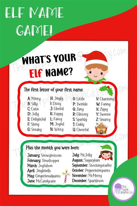 Whats Your Elf Name Printable Christmas Game Weihnachten Xmas