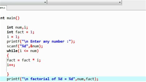 C Programming 12 While Loop Example Factorial Of A Number Youtube