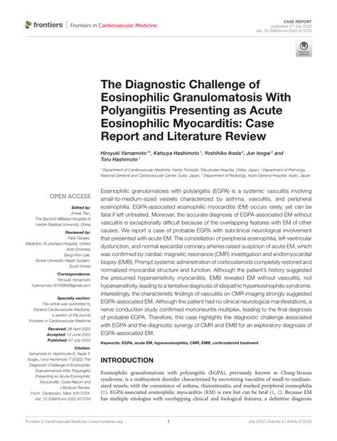 Pdf The Diagnostic Challenge Of Eosinophilic Granulomatosis With