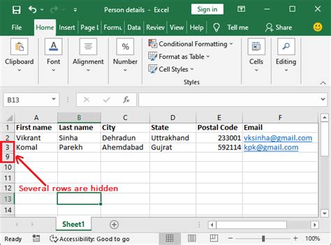 How To Unhide Rows In Excel Javatpoint